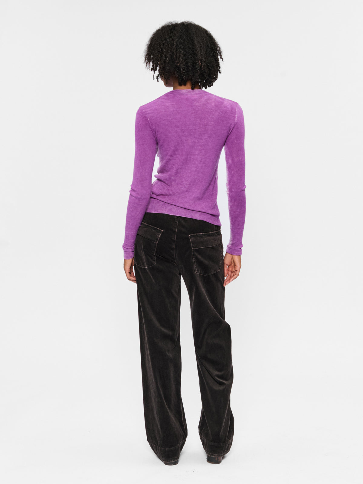 Printed Rib Mockneck Ube