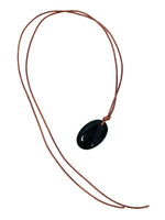 Black Obsidian on Leather Cord - Matthew Swope Jewelry