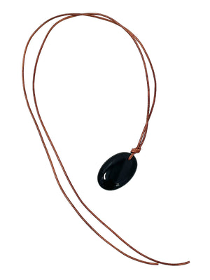 Black Obsidian on Leather Cord - Matthew Swope Jewelry