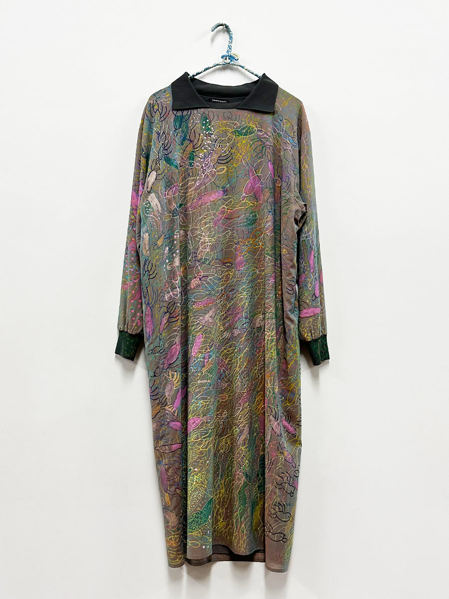 Maureen Clay Grey Double Layer Dress with Collar