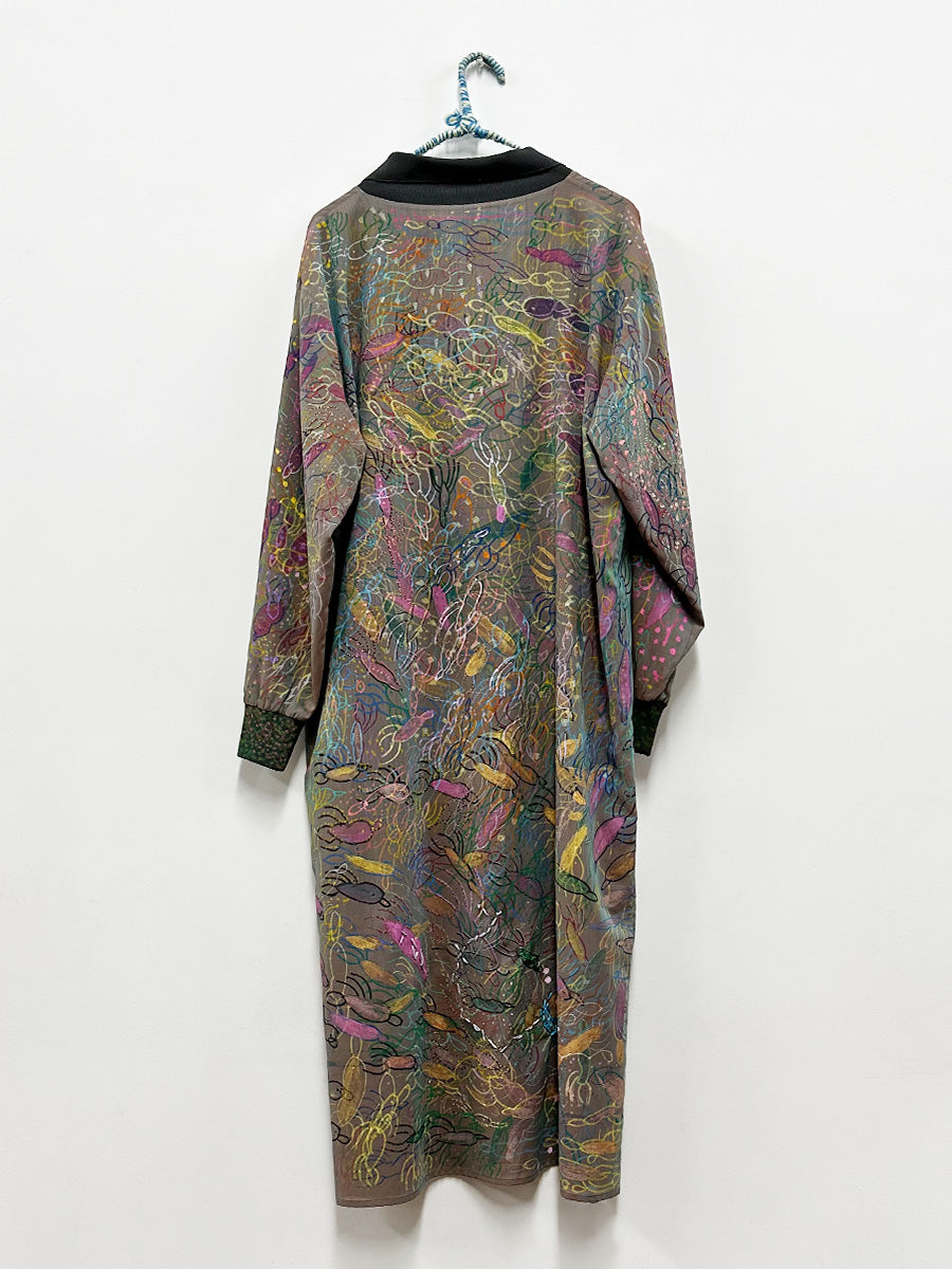 Maureen Clay Grey Double Layer Dress with Collar