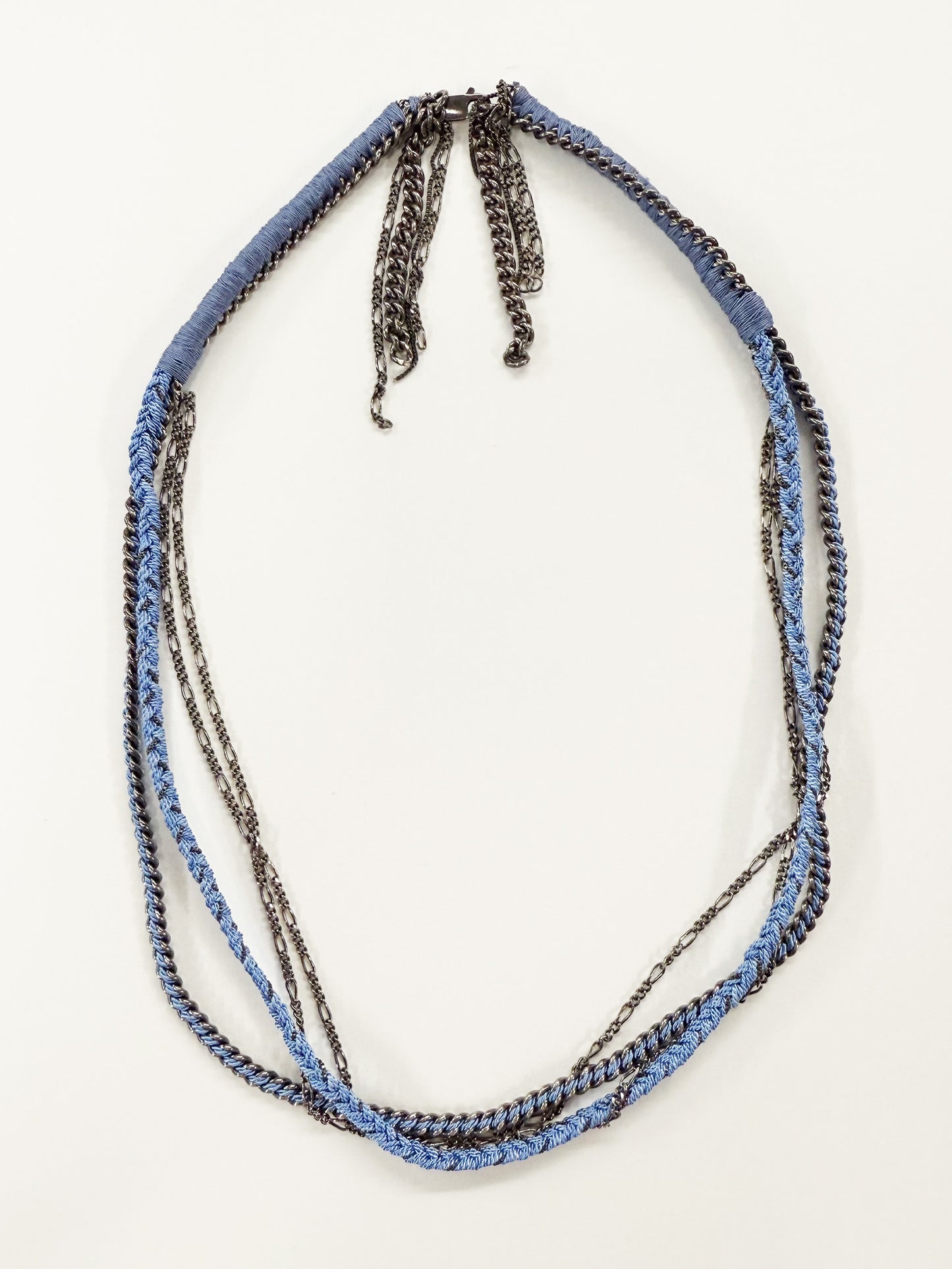 6397 X Alyssa Norton Sterling Chains with Light Blue Silk Necklace