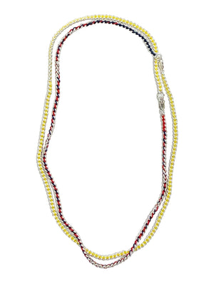 6397 X Alyssa Norton Sterling Silver Chains with Yellow, Red & Blue Silk