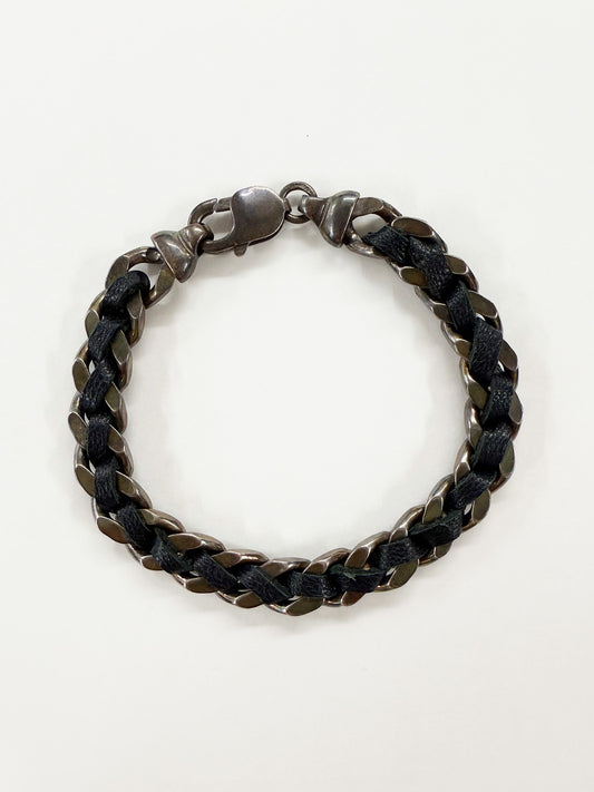 6397 x Alyssa Norton Black Leather Embroidered Bracelet
