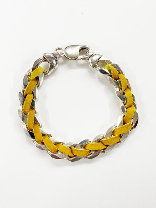 6397 x Alyssa Norton Yellow Leather Embroidered Bracelet