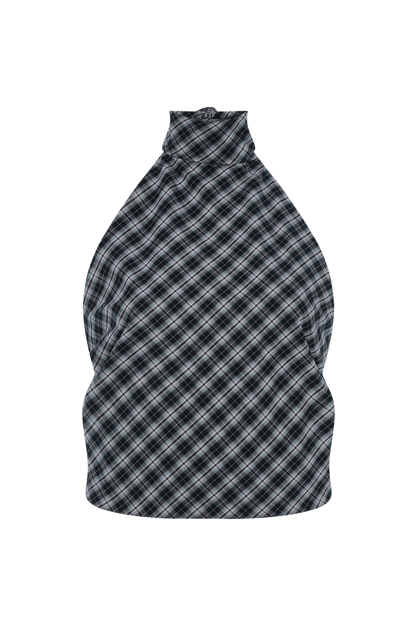 Scarf Top Black Plaid
