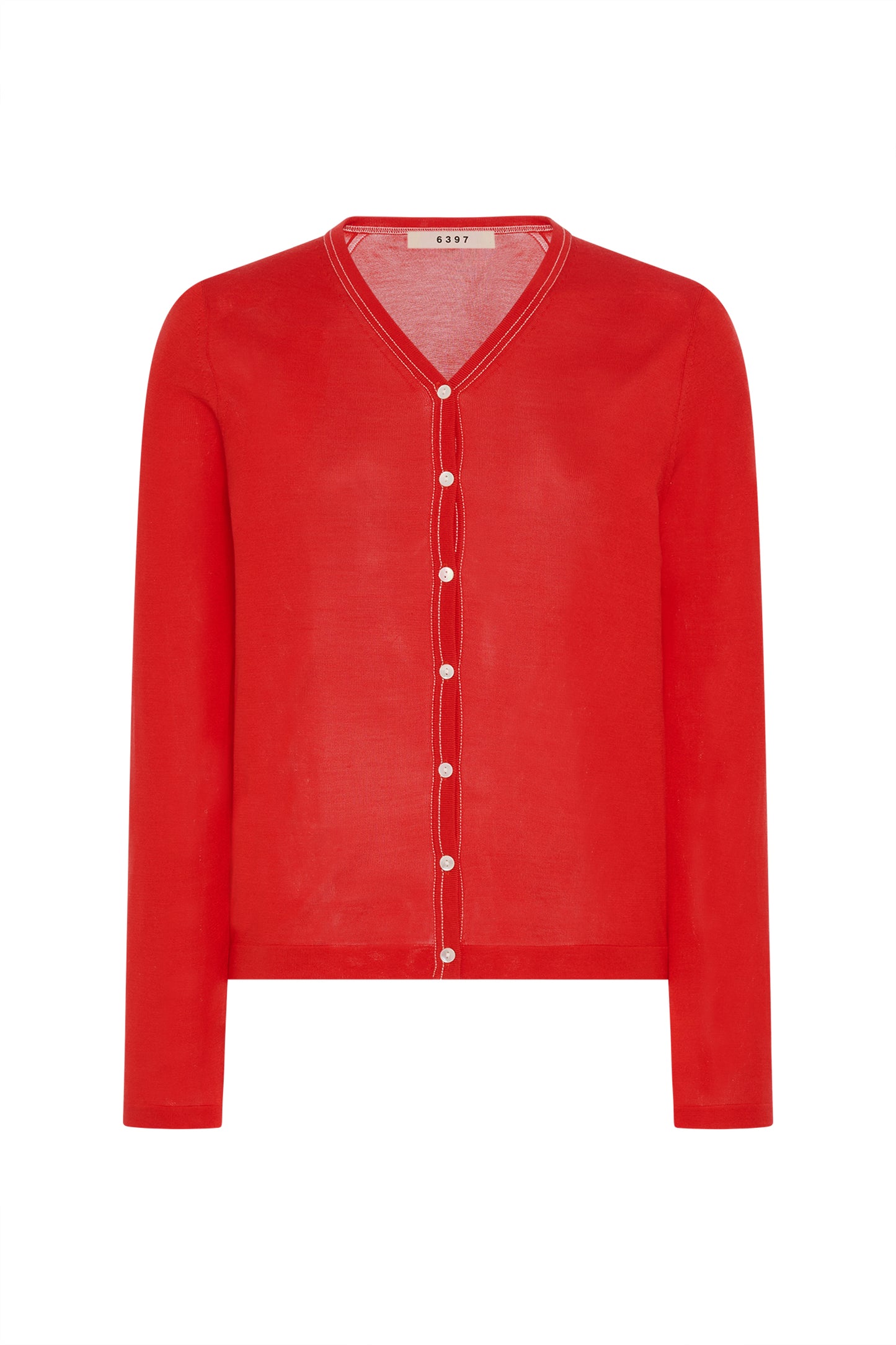 Contrast Stitch Cardigan Tomato