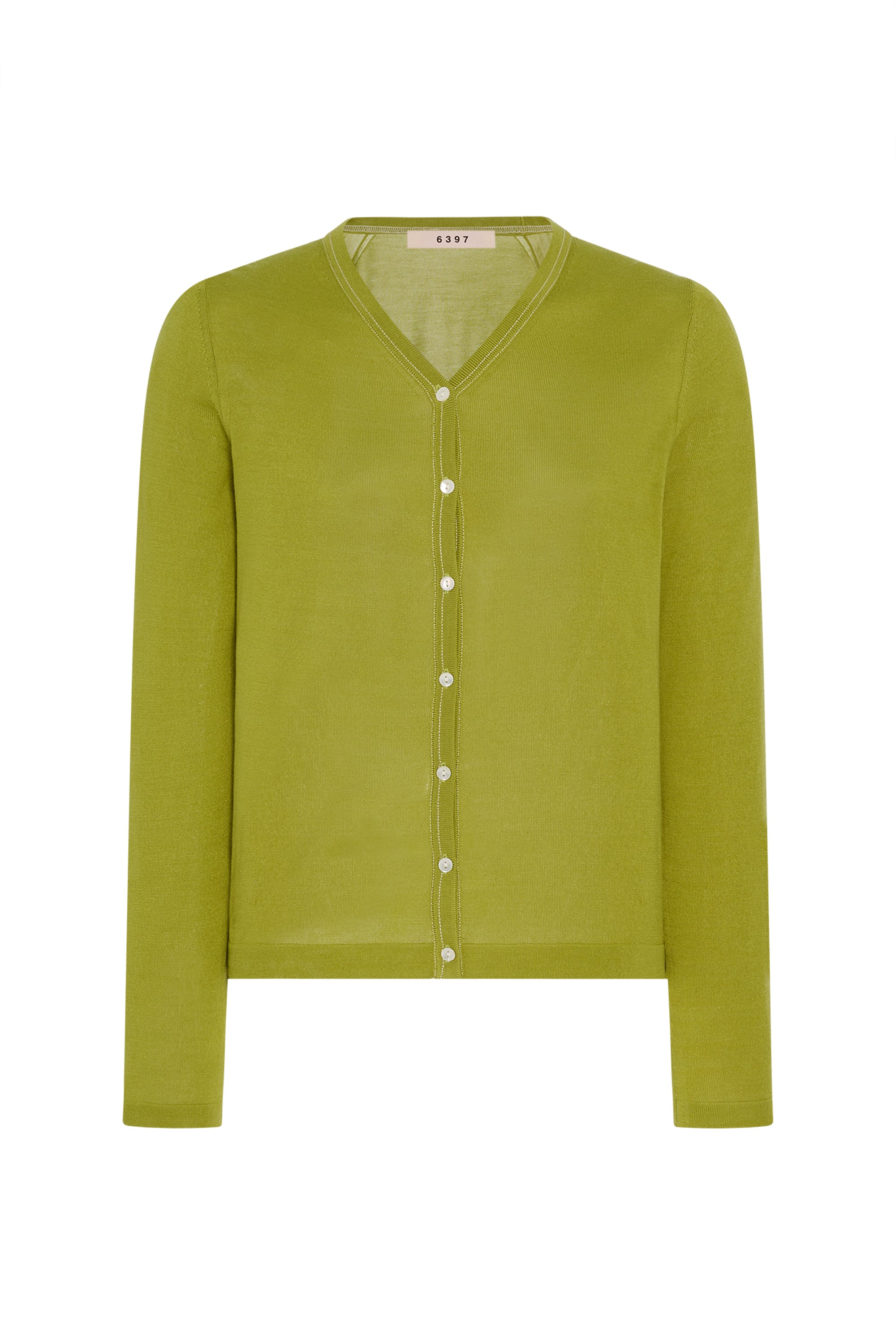 Contrast Stitch Cardigan Asparagus – 6397