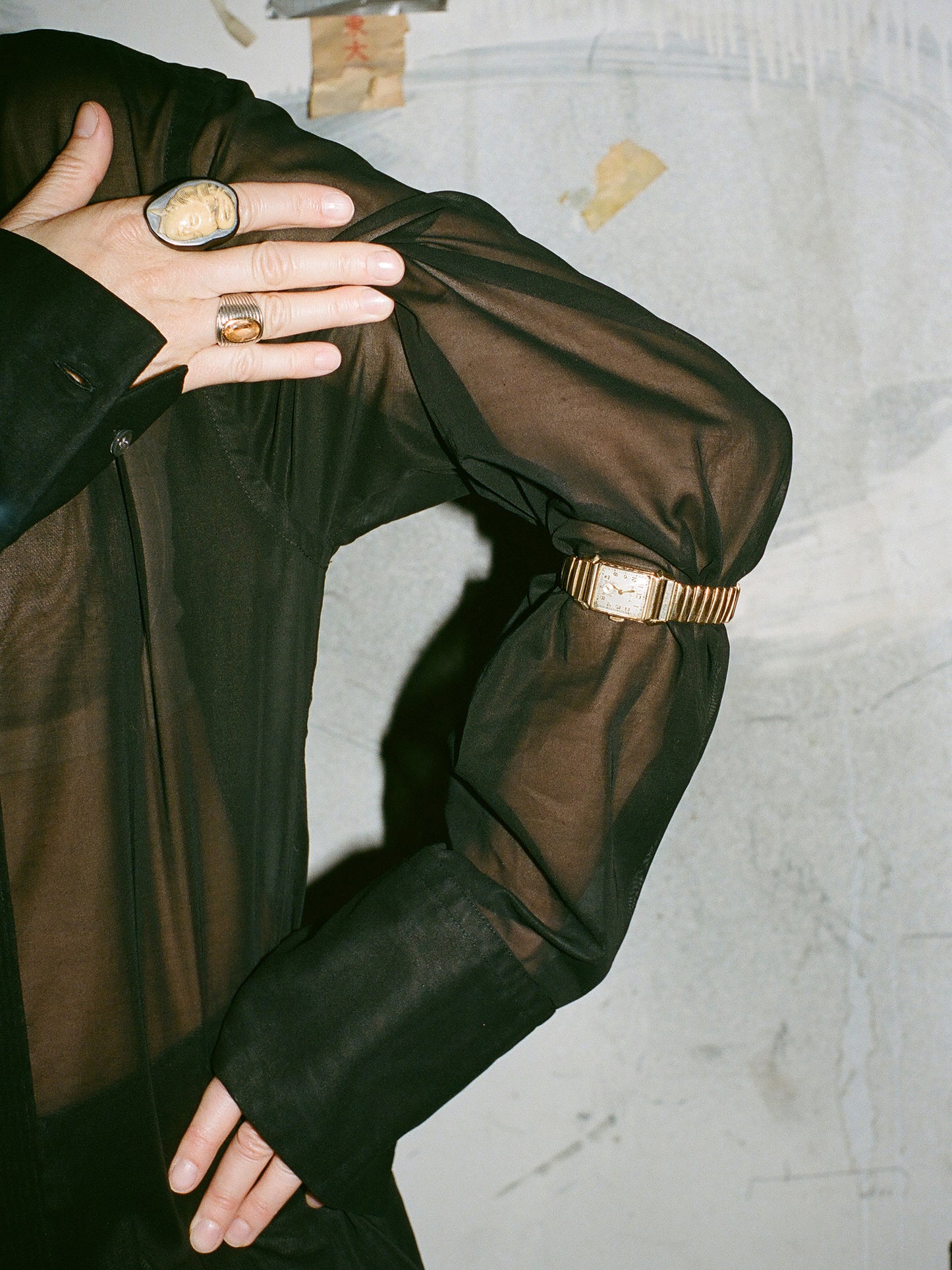 Micro Pleat Formal Shirt Black