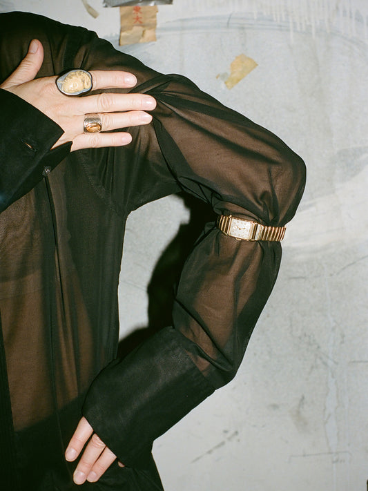 Micro Pleat Formal Shirt Black