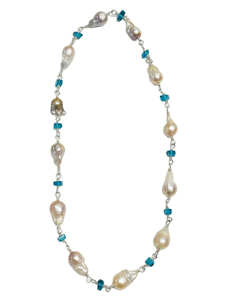 Freshwater Pearls and Apatite on Sterling Silver - Matthew Swope Jewelry