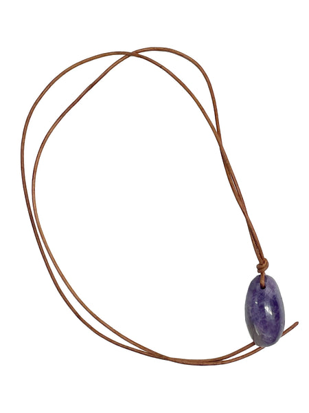 Amethyst on Leather Cord - Matthew Swope Jewelry