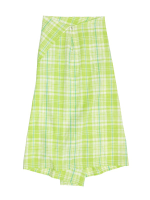 Draped Wrap Skirt in Lime Plaid