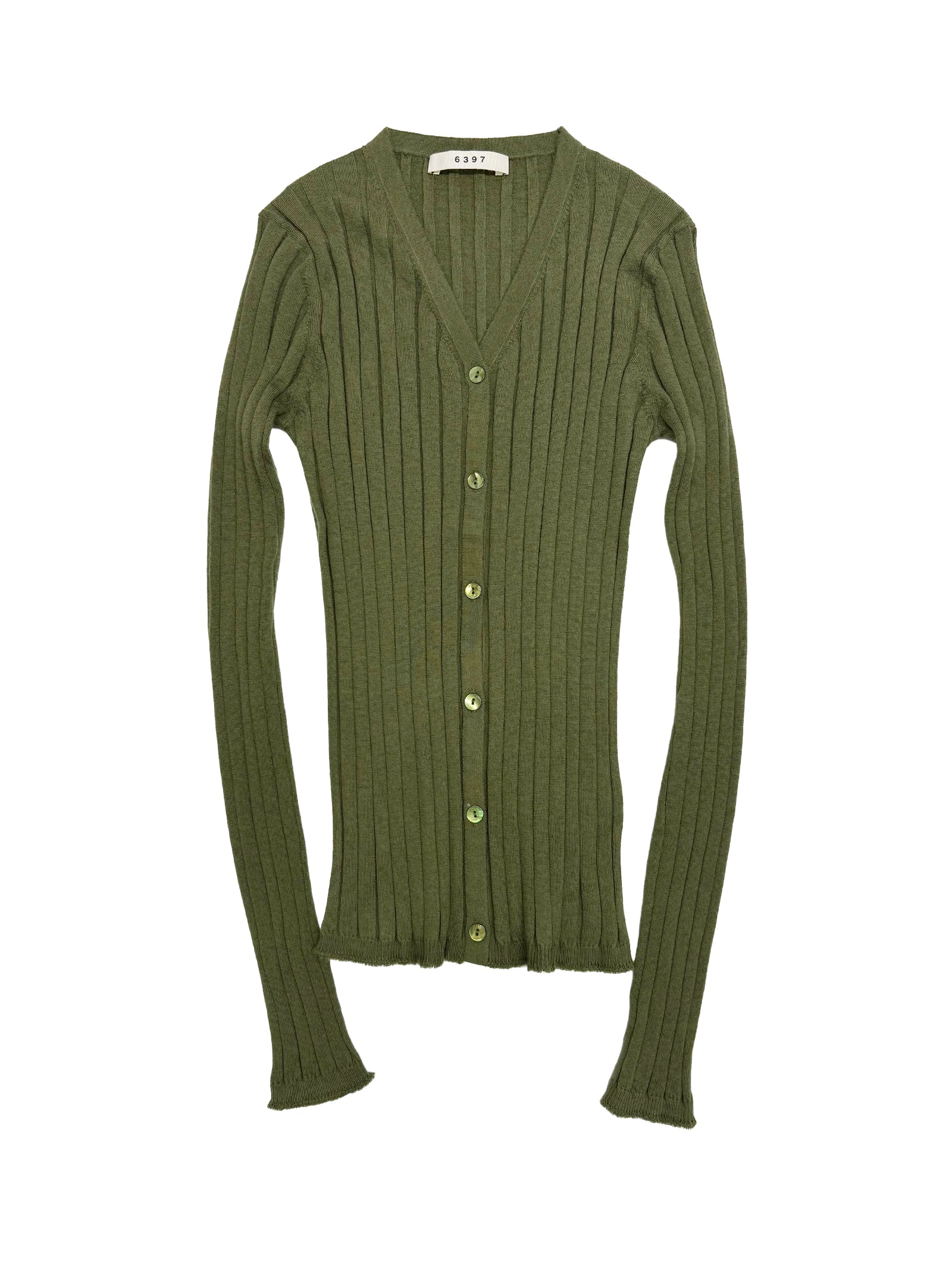Wide Rib Cardigan Army Green – 6397