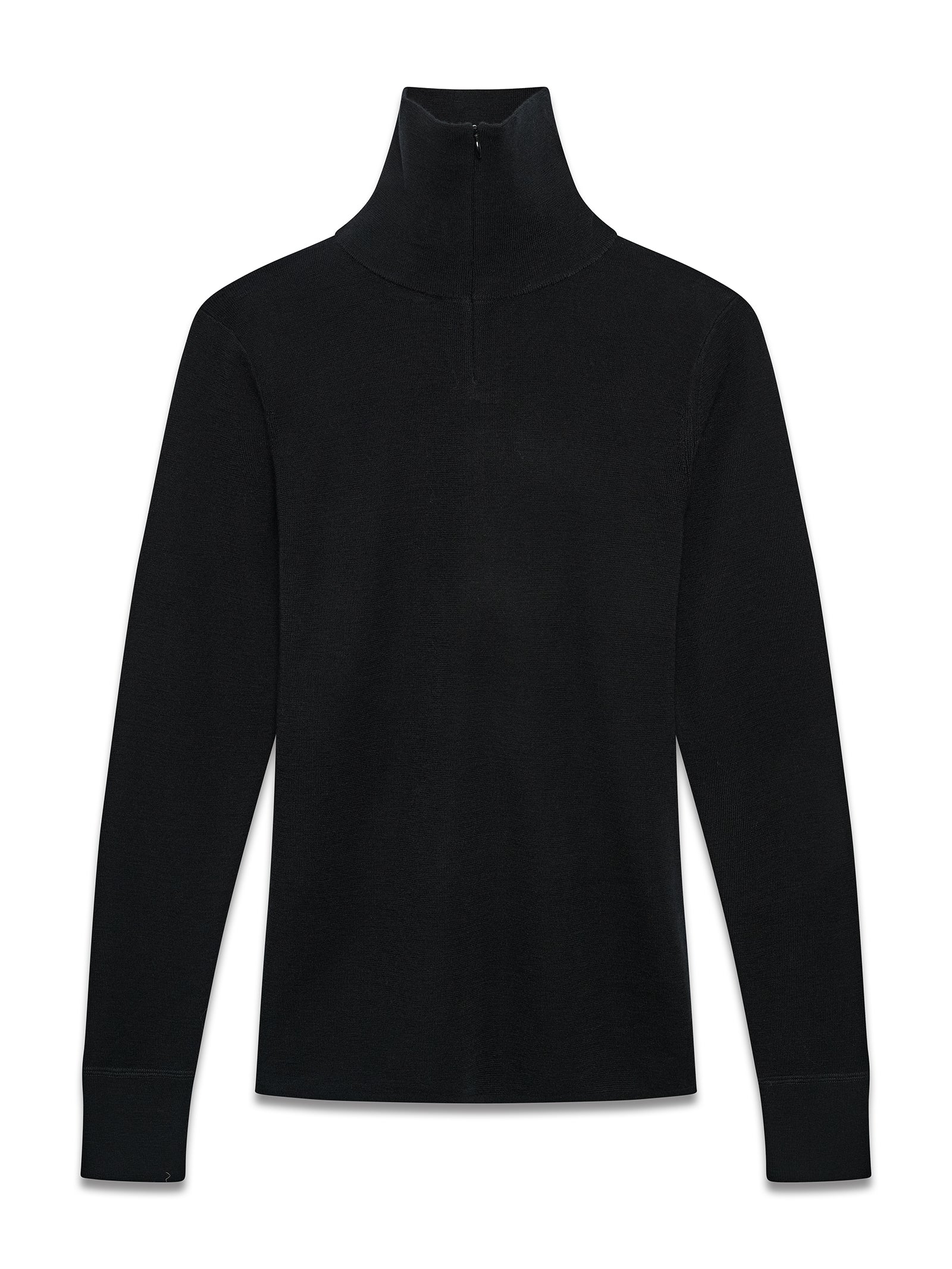 【BLACKBIRD】turtle neck cutsewn Quarter Zip Turtleneck Black – 6397