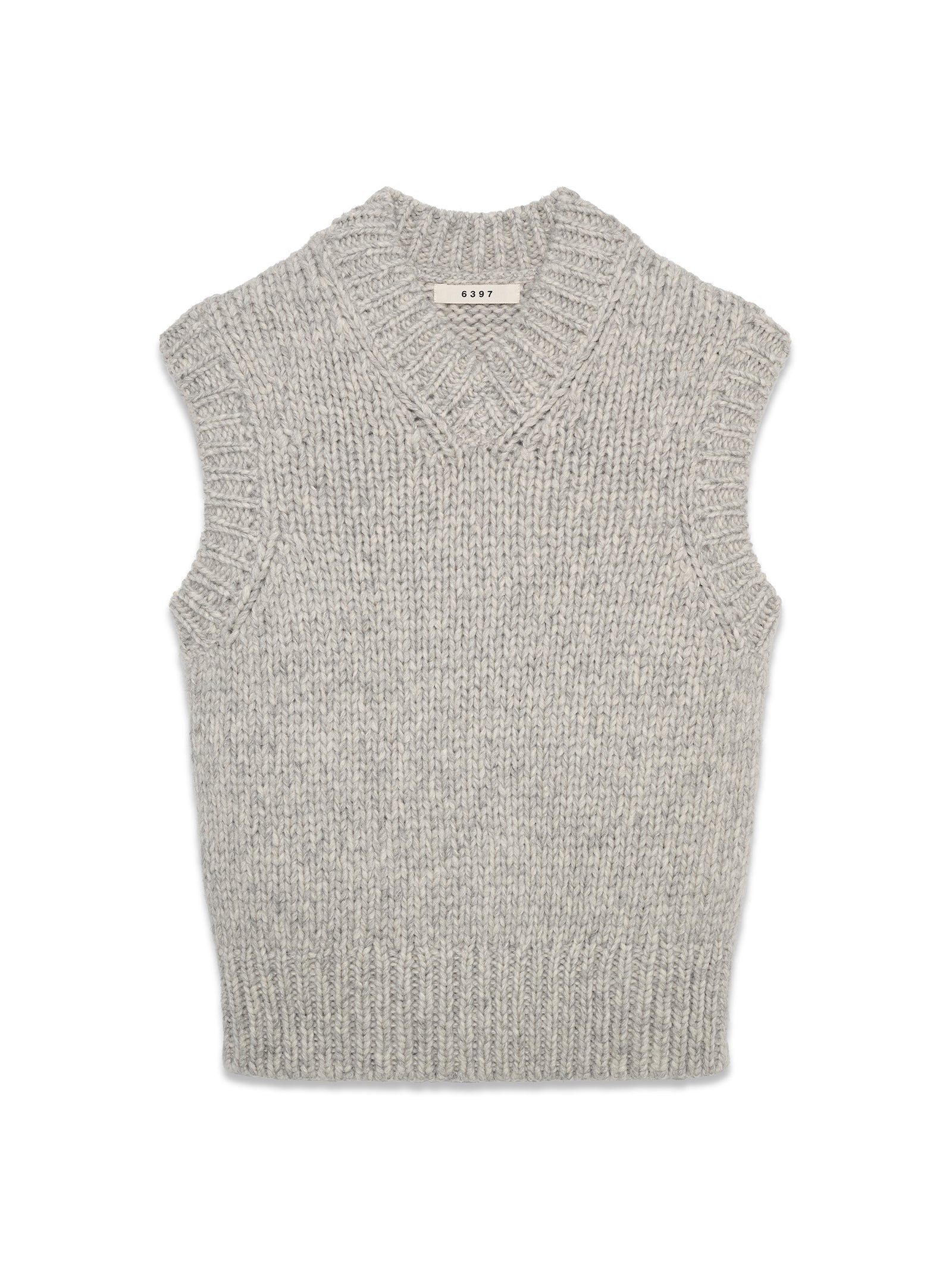 Hand Knit Vest Heather Grey – 6397