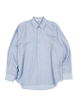 Ruched Biggie Shirt in Blue Fine Stripe