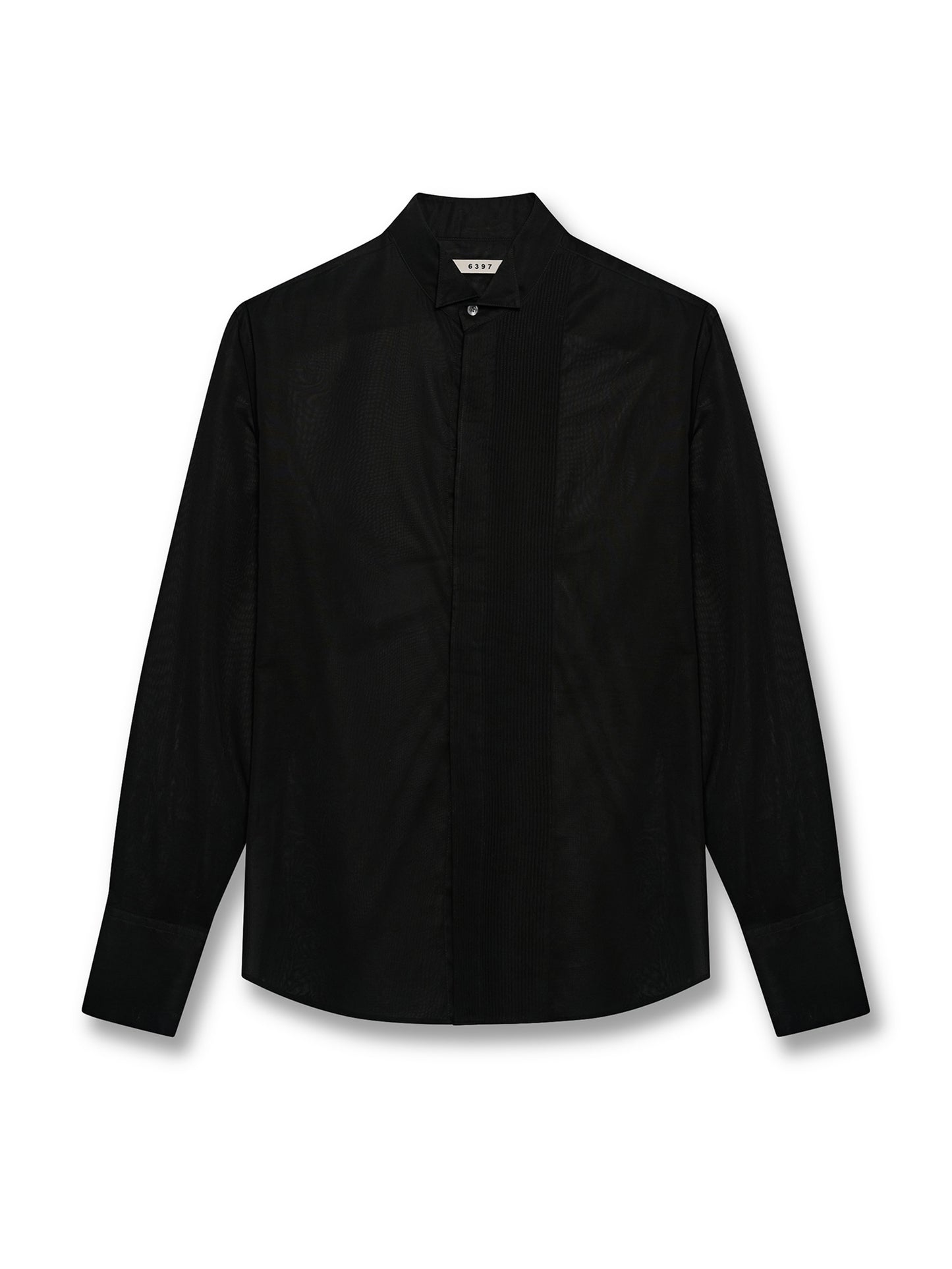 Micro Pleat Formal Shirt Black