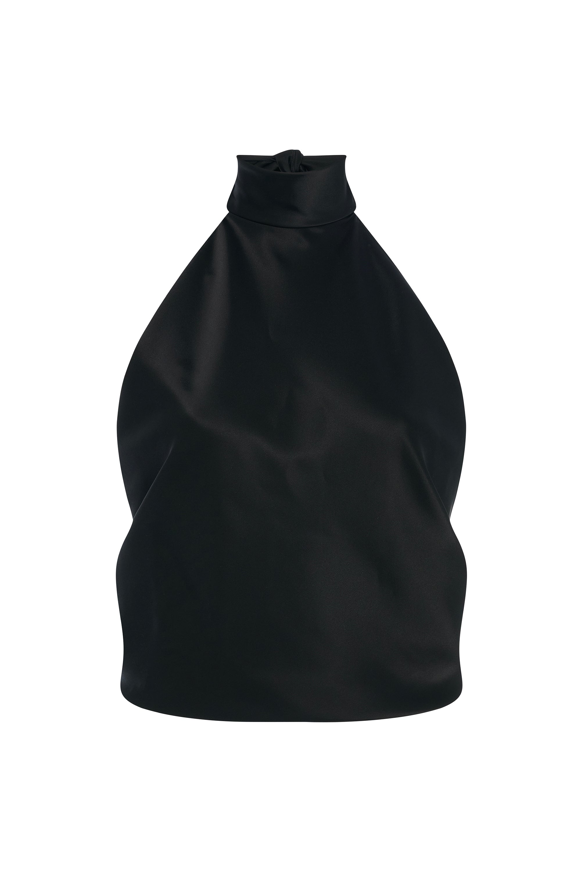 Scarf Top Black Satin – 6397