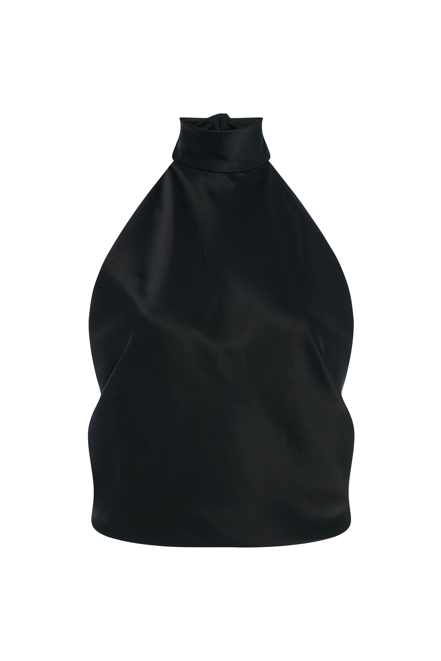Scarf Top Black Satin