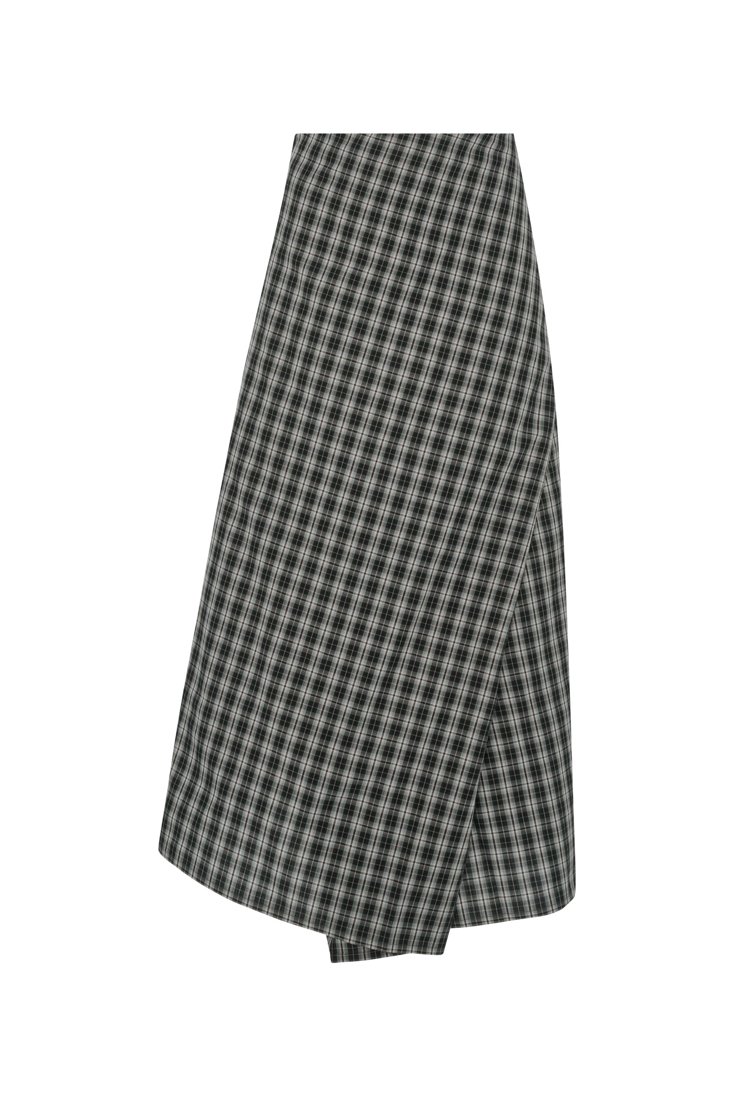 Draped Wrap Skirt Black Plaid