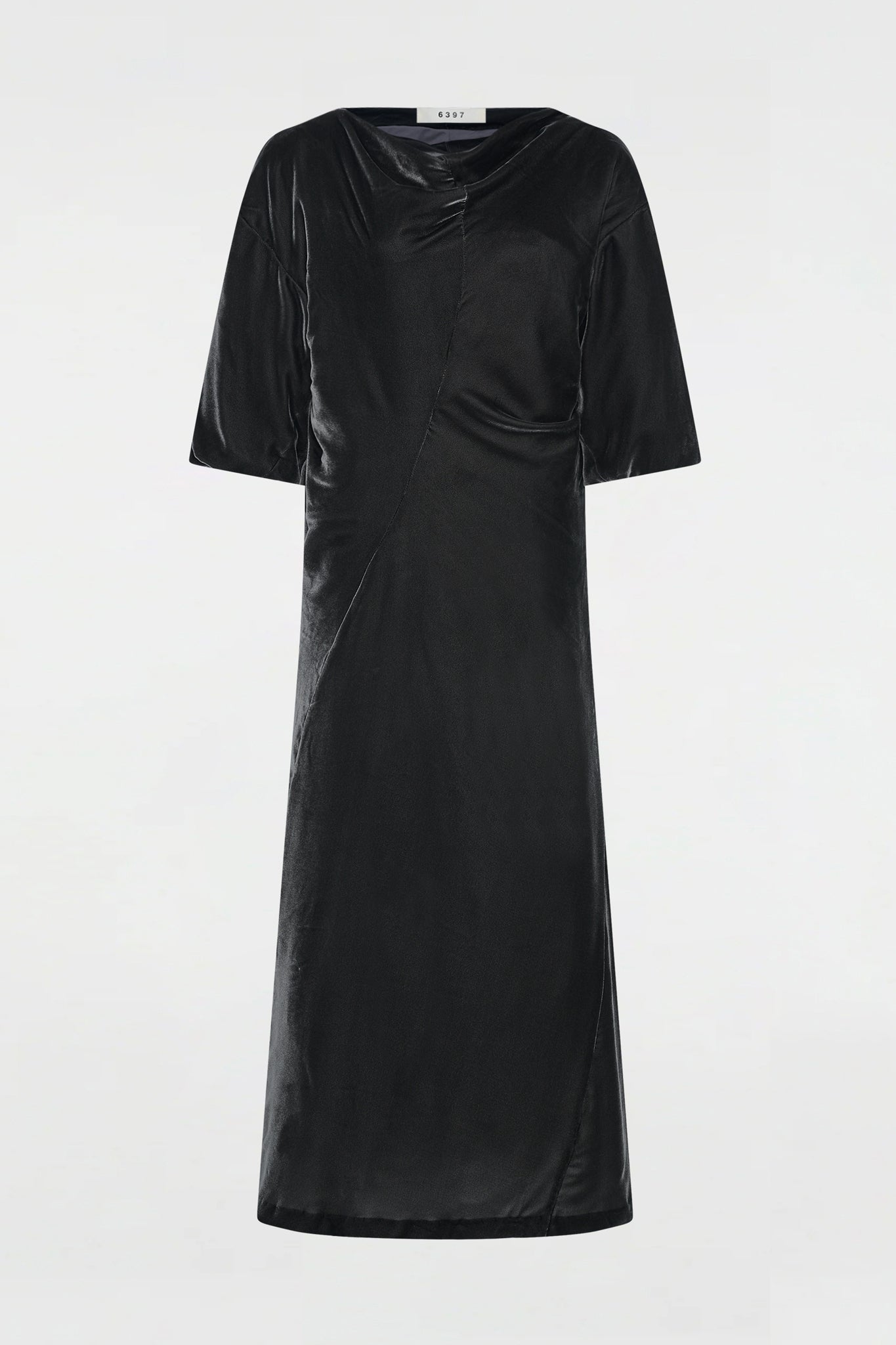 Velvet Asymmetrical Drapey Dress Mercury