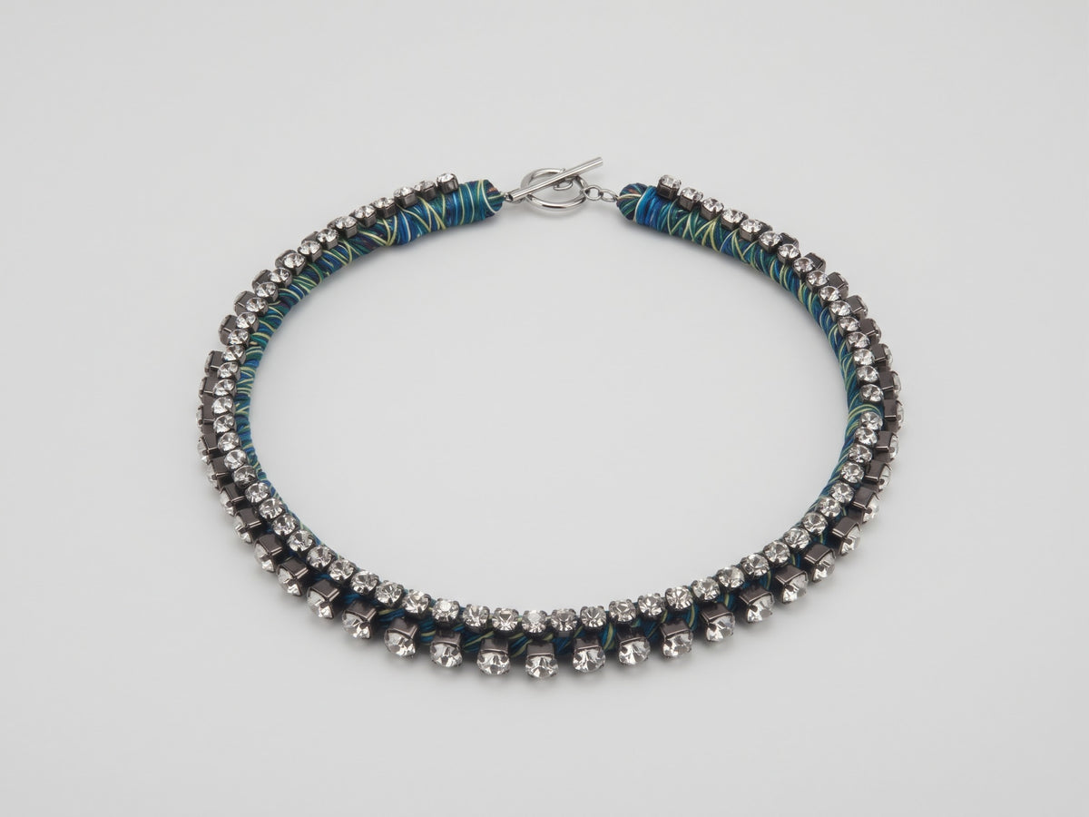 6397 Alyssa Norton Double Row Silk and Rhinstone Choker