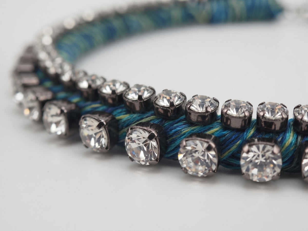 Alyssa Norton Double Row Silk and Rhinstone Choker