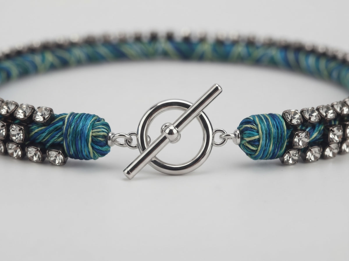 Alyssa Norton Double Row Silk and Rhinstone Choker