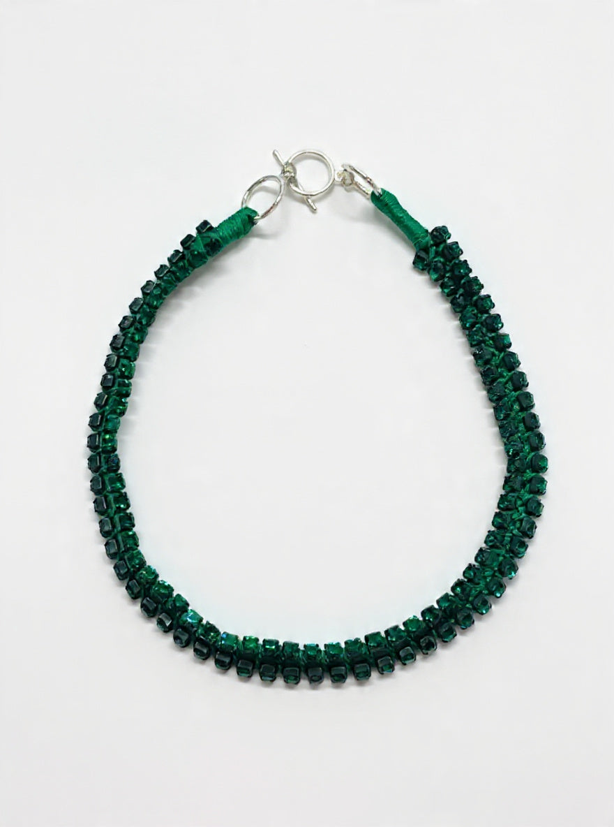 Alyssa Norton Green Double-Row Rhinestone Choker