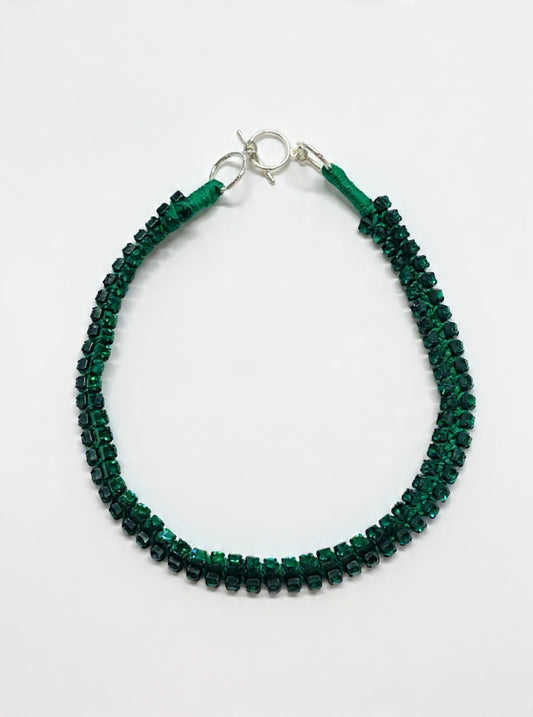 Alyssa Norton Green Double-Row Rhinestone Choker