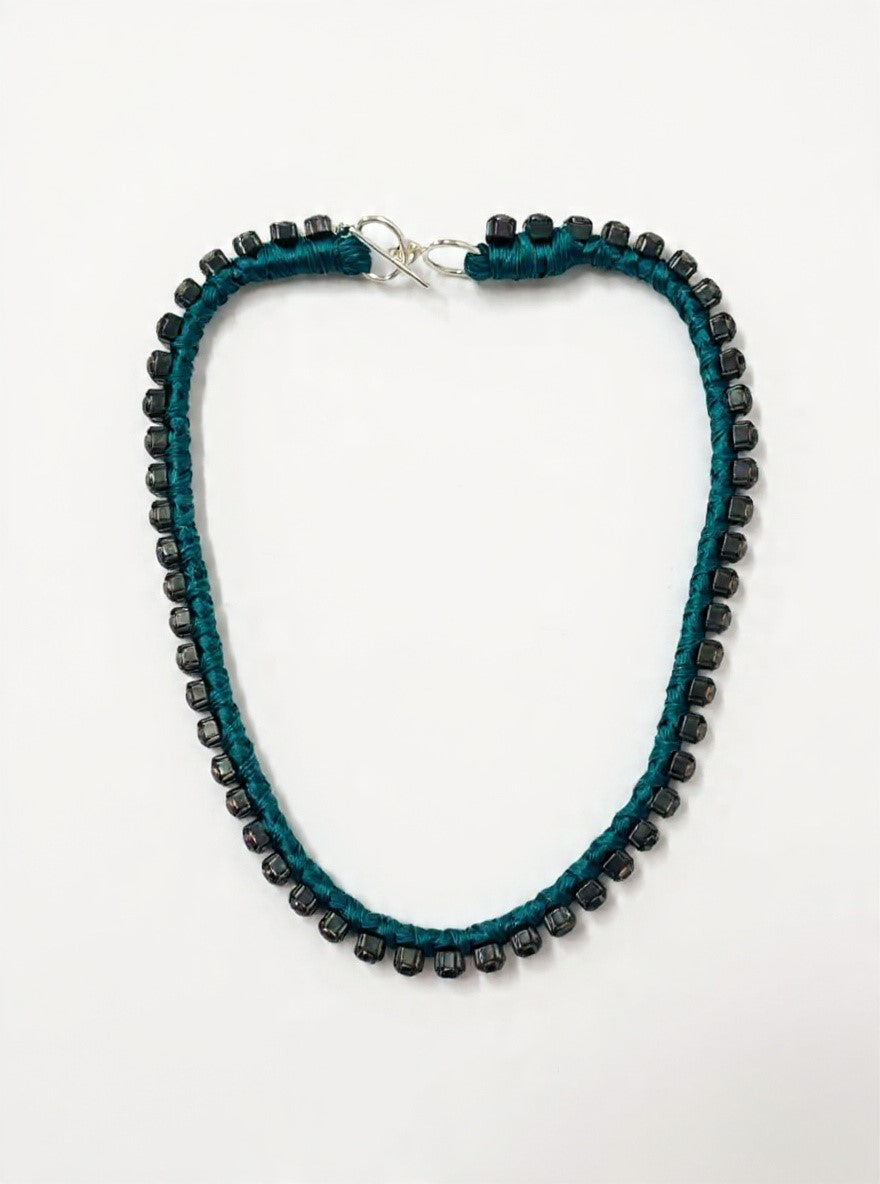 Alyssa Norton Montana Blue Silk and Rhinestone Necklace