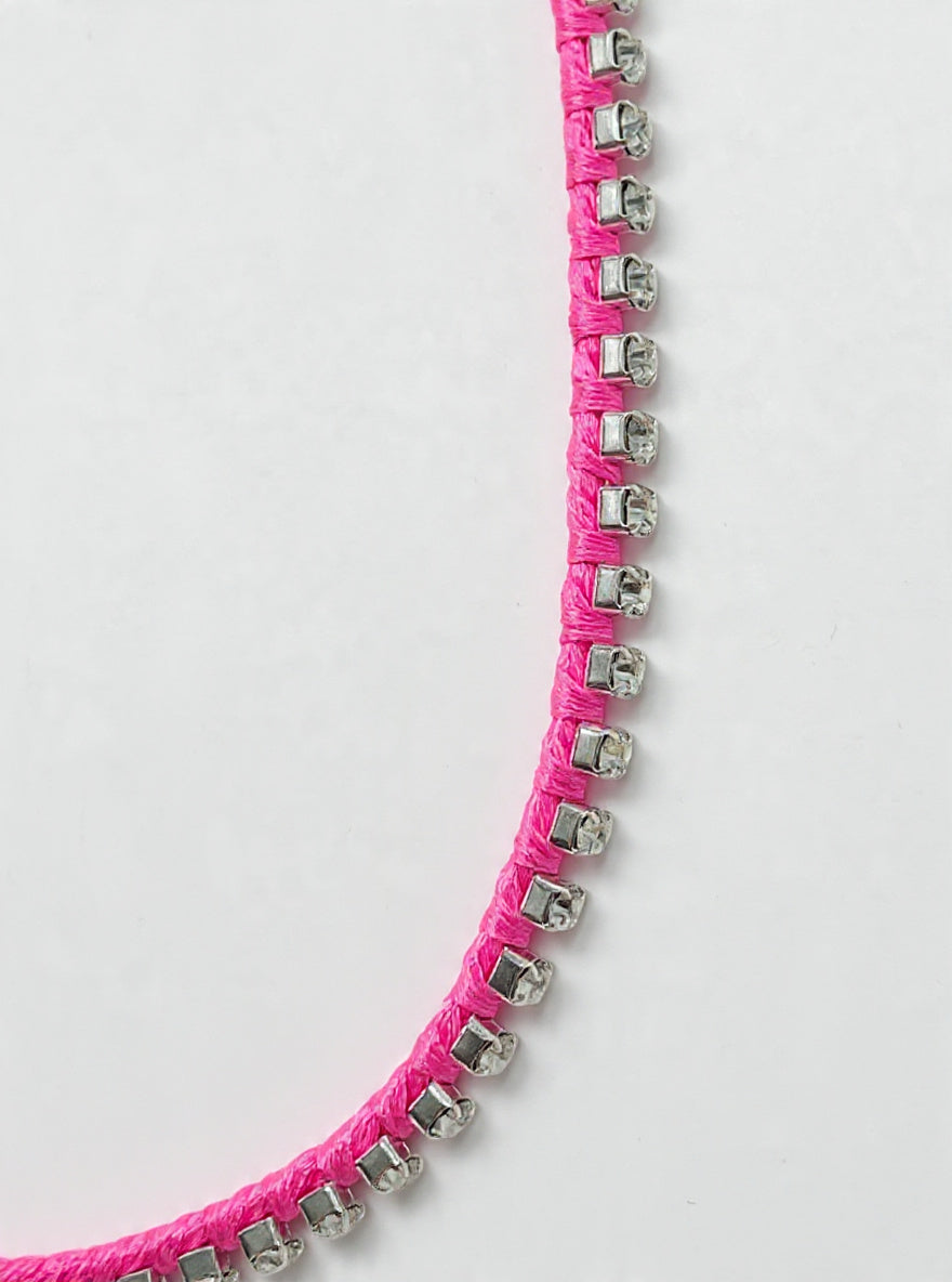 Alyssa Norton Neon Pink Rhinestone Choker