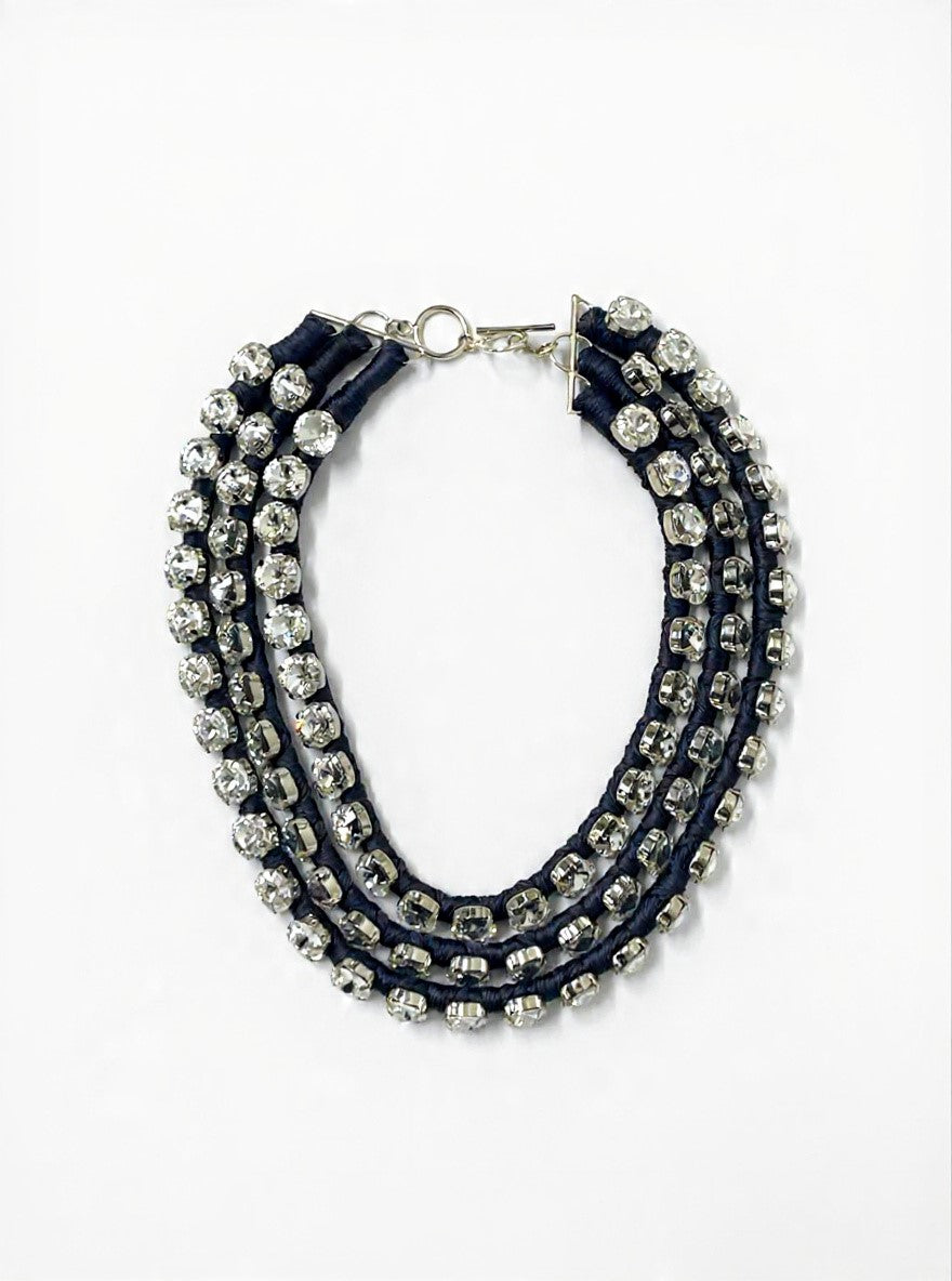 Alyssa Norton Dark Gray Triple-Row Rhinestone Necklace