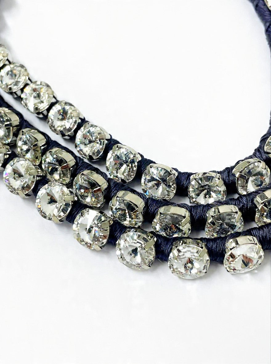Alyssa Norton Dark Gray Triple-Row Rhinestone Necklace