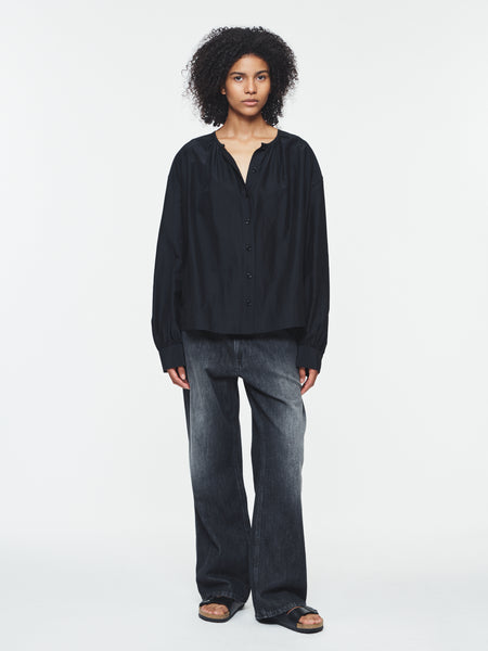 Gathered Neck Top in Black