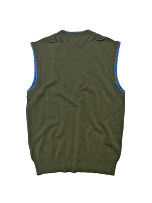 Racked Crochet Vest in Army