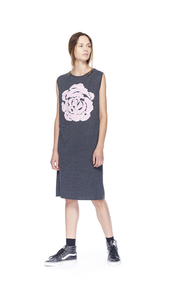 ND080R Rose Muscle Dress- Black/pink