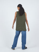 Sleeveless Ribbed Tunic in Army